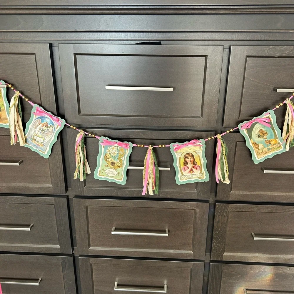 Easter postcard 1900’s vintage repurposed Holiday garland